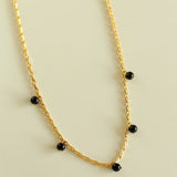 Vintage Black Agate Multi - Pendant Twisted Metal Necklace - floysun