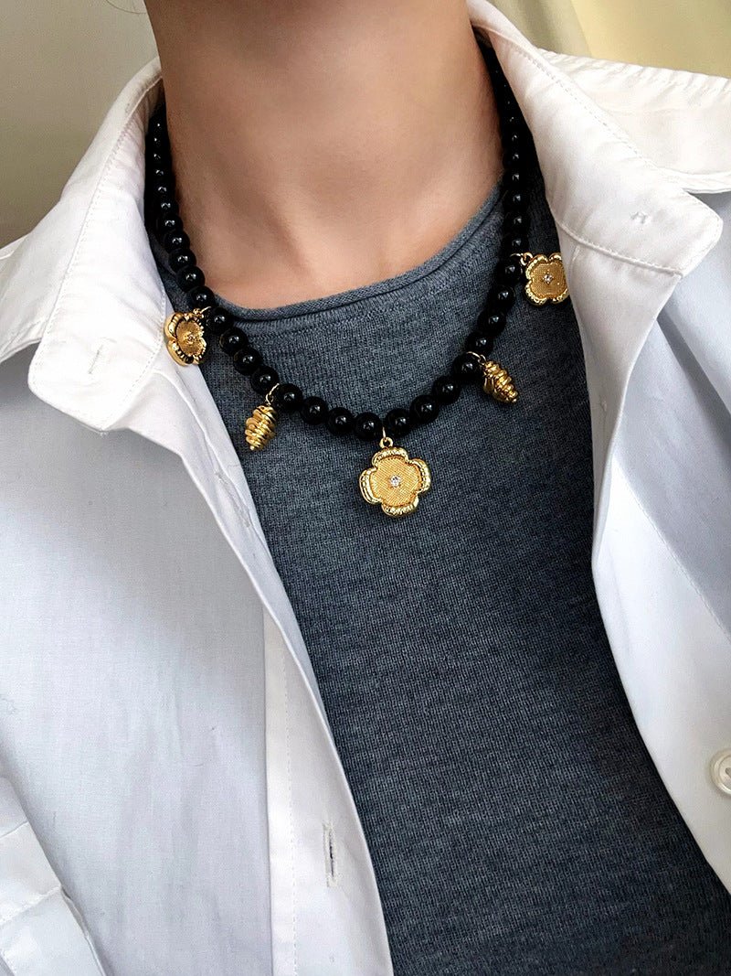 Vintage Black Onyx Multi - Pendant Necklace - floysun