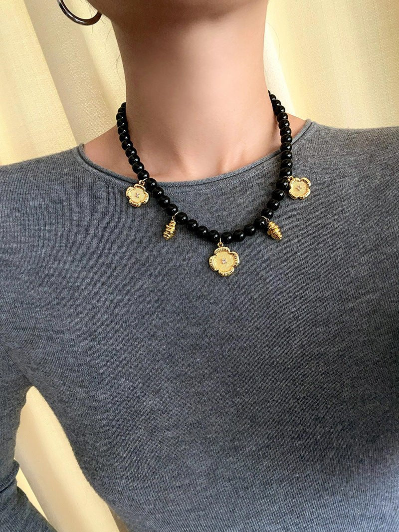Vintage Black Onyx Multi - Pendant Necklace - floysun