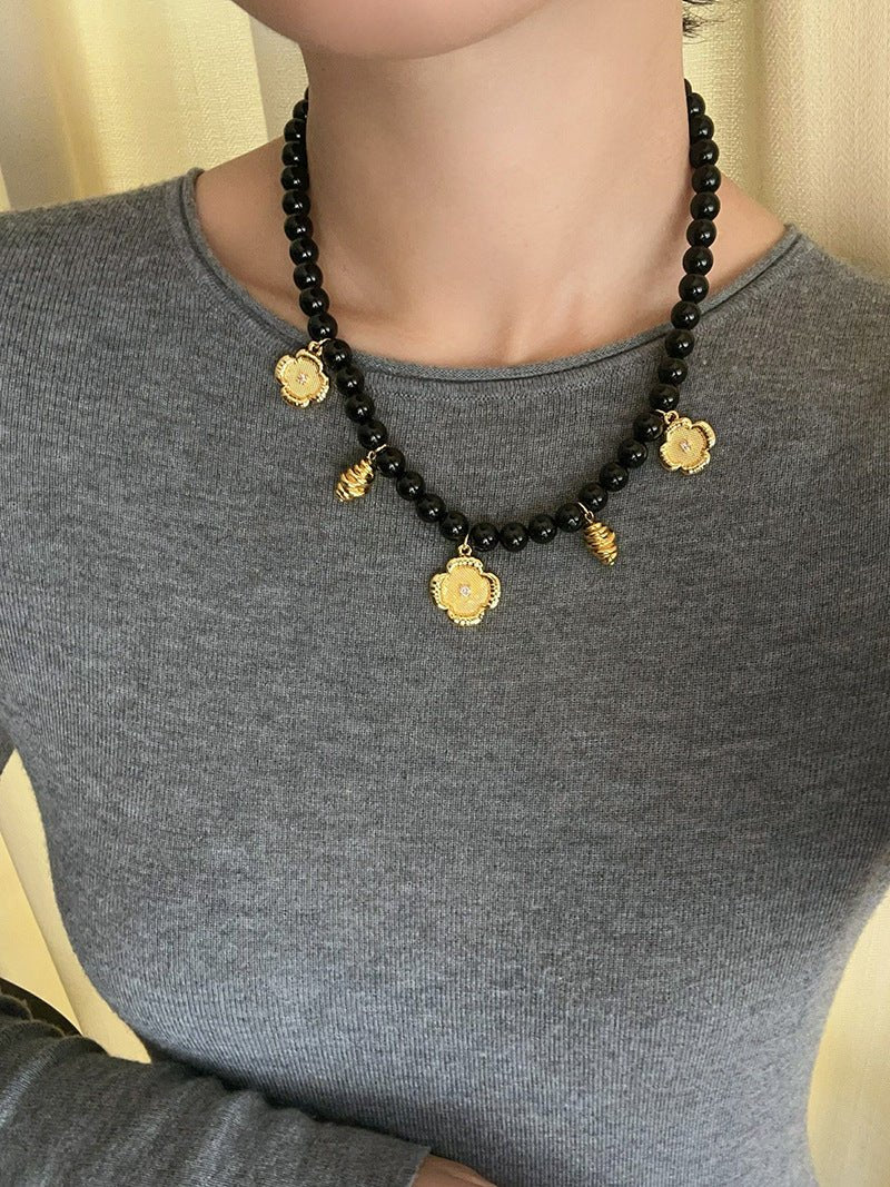 Vintage Black Onyx Multi - Pendant Necklace - floysun