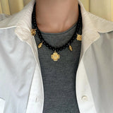 Vintage Black Onyx Multi - Pendant Necklace - floysun