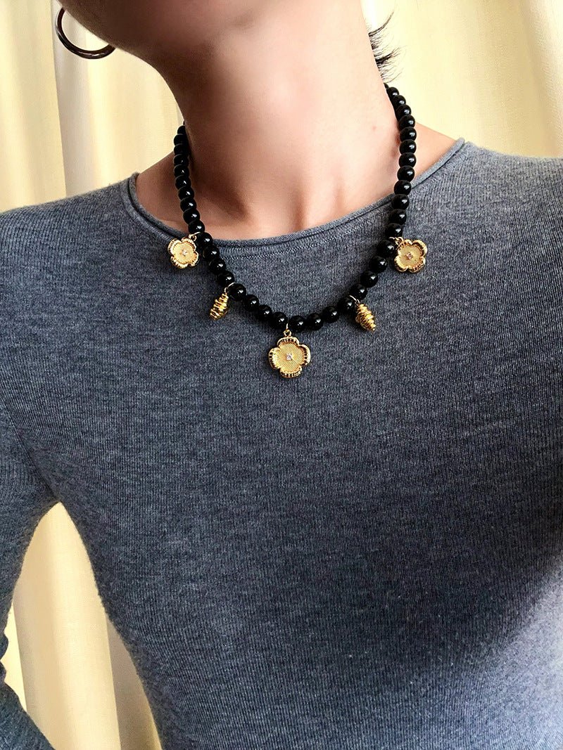 Vintage Black Onyx Multi - Pendant Necklace - floysun