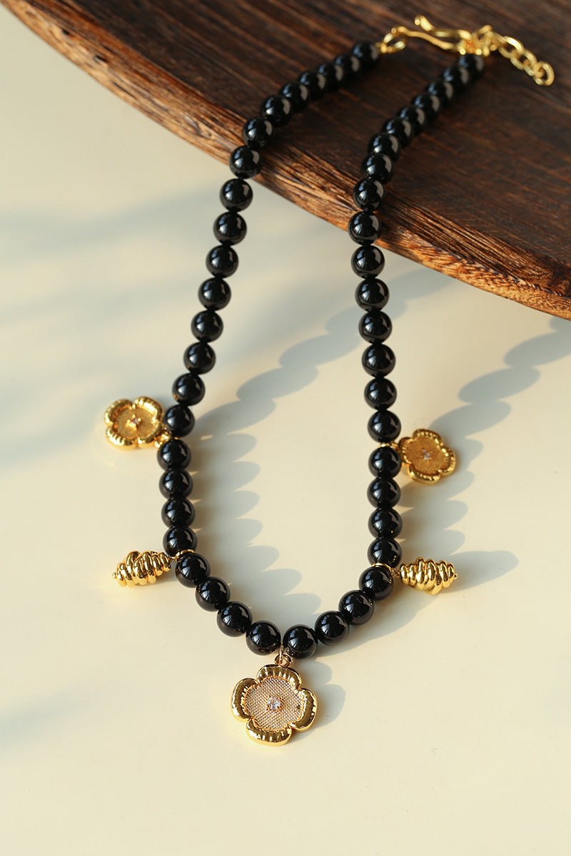 Vintage Black Onyx Multi - Pendant Necklace - floysun