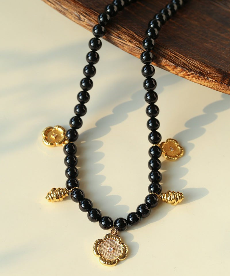 Vintage Black Onyx Multi - Pendant Necklace - floysun