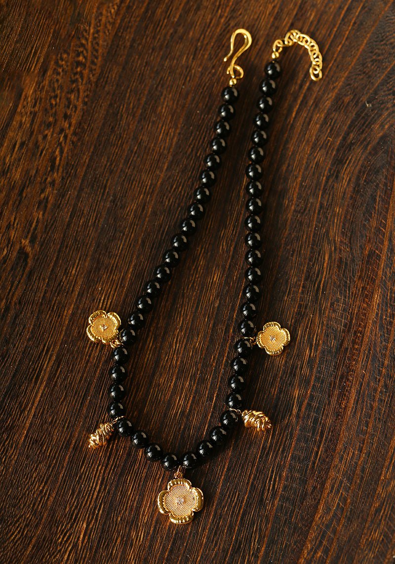 Vintage Black Onyx Multi - Pendant Necklace - floysun