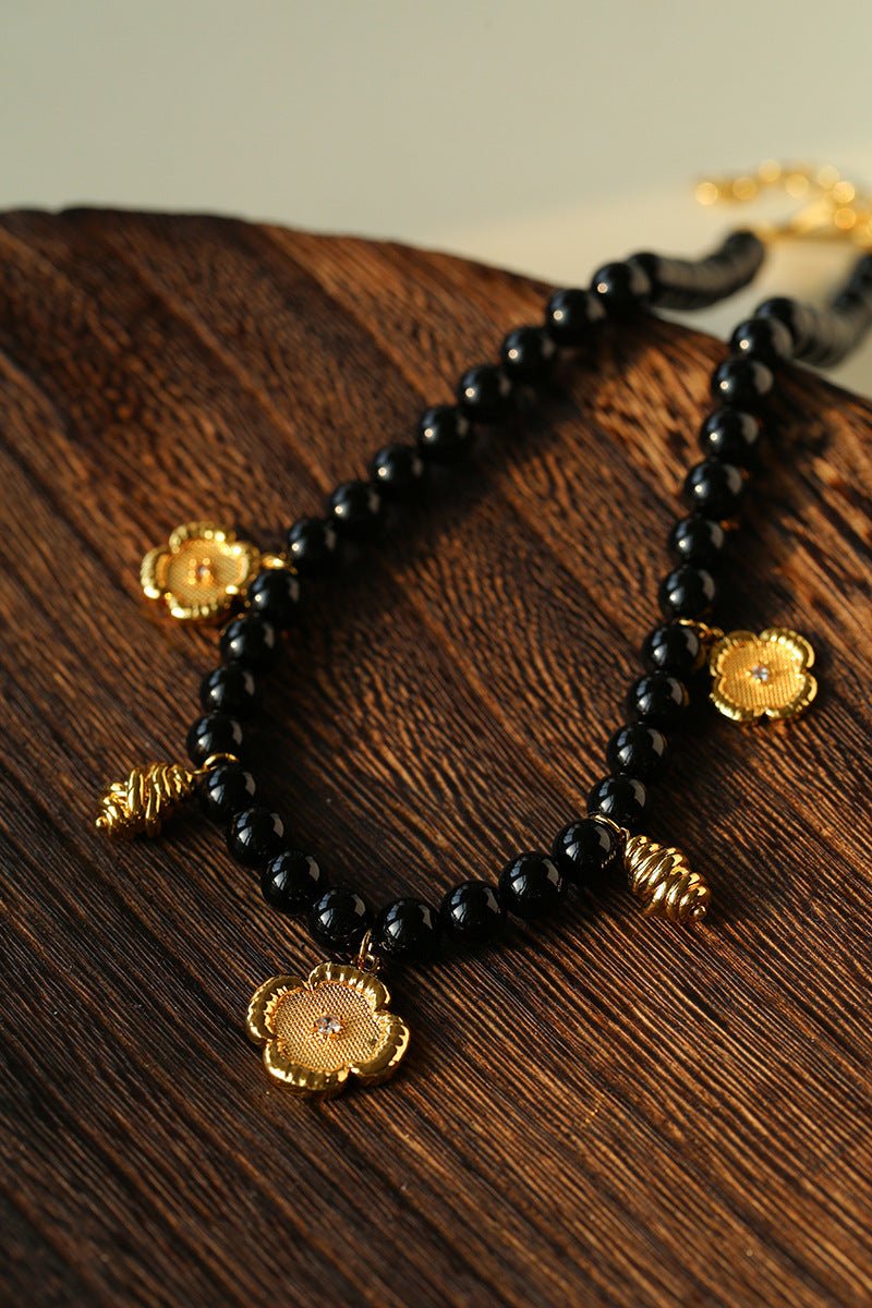 Vintage Black Onyx Multi - Pendant Necklace - floysun