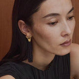 Vintage Black Onyx Tassel Long Earrings - floysun