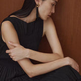 Vintage Black Onyx Tassel Long Earrings - floysun