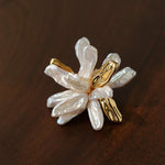 Vintage Blooming Flower Toothpick Pearl Baroque Pearl Brooch - floysun