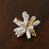 Vintage Blooming Flower Toothpick Pearl Baroque Pearl Brooch - floysun