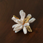 Vintage Blooming Flower Toothpick Pearl Baroque Pearl Brooch - floysun