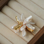 Vintage Blooming Flower Toothpick Pearl Baroque Pearl Brooch - floysun
