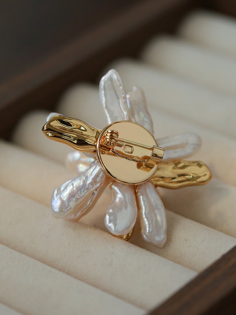 Vintage Blooming Flower Toothpick Pearl Baroque Pearl Brooch - floysun