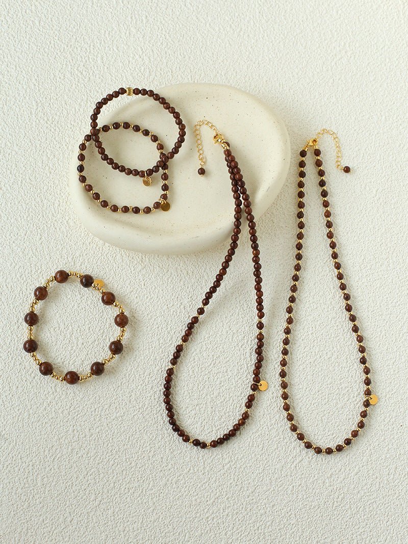 Vintage Bohemian Golden Silk Sandalwood Beaded Bracelet - floysun