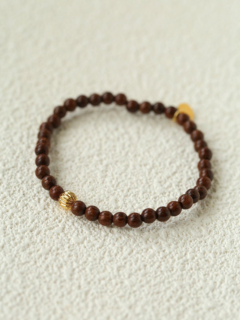 Vintage Bohemian Golden Silk Sandalwood Beaded Bracelet - floysun