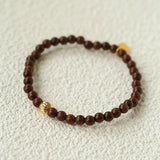 Vintage Bohemian Golden Silk Sandalwood Beaded Bracelet - floysun
