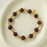 Vintage Bohemian Golden Silk Sandalwood Beaded Bracelet - floysun