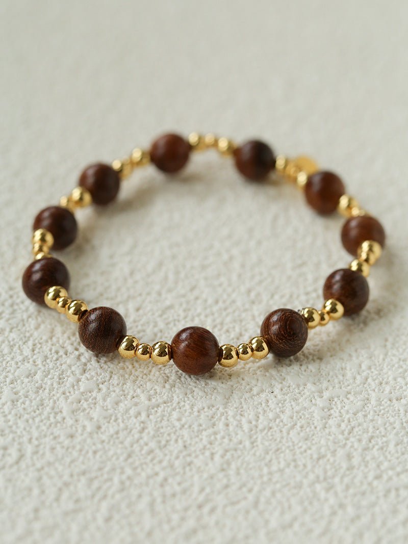 Vintage Bohemian Golden Silk Sandalwood Beaded Bracelet - floysun