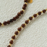 Vintage Bohemian Golden Silk Sandalwood Beaded Collarbone Necklace - floysun