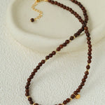 Vintage Bohemian Golden Silk Sandalwood Beaded Collarbone Necklace - floysun