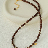 Vintage Bohemian Golden Silk Sandalwood Beaded Collarbone Necklace - floysun