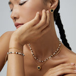 Vintage Bracelet with Tiger's Eye Black Onyx and Mother of Pearls - floysun