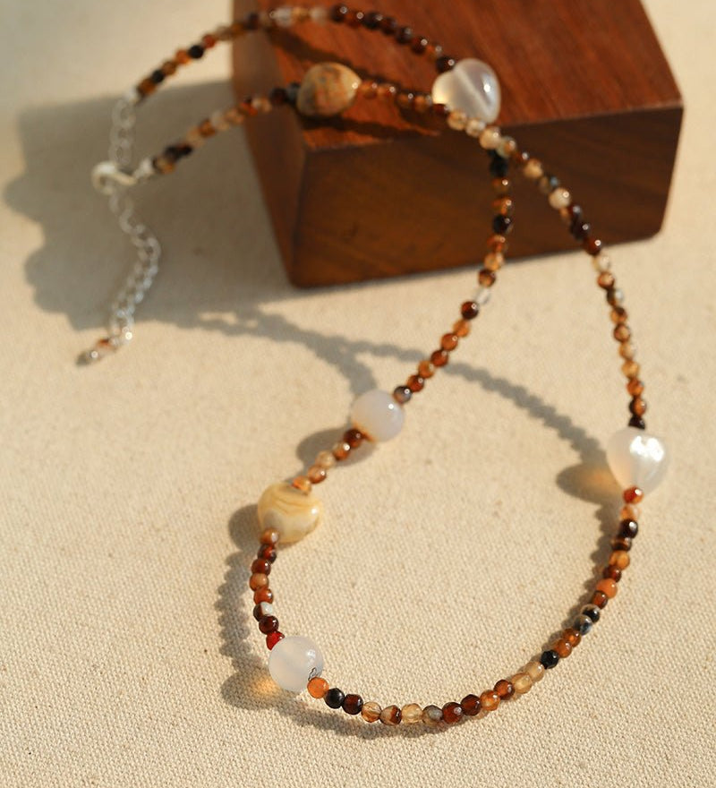 Vintage Brown Beaded Necklace - floysun