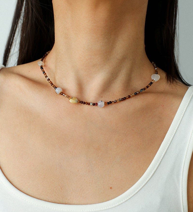 Vintage Brown Beaded Necklace - floysun