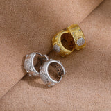 Vintage Brushed Floral Cubic Zirconia Hoop Earrings - floysun