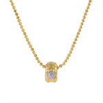 Vintage Brushed Floral Cubic Zirconia Pendant Necklace - floysun