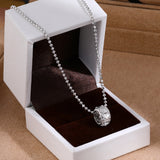 Vintage Brushed Floral Cubic Zirconia Pendant Necklace - floysun