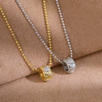 Vintage Brushed Floral Cubic Zirconia Pendant Necklace - floysun