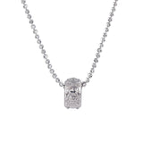 Vintage Brushed Floral Cubic Zirconia Pendant Necklace - floysun