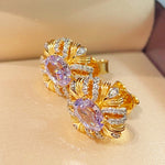Vintage Brushed Purple Diamond Stud Earrings - floysun
