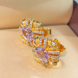 Vintage Brushed Purple Diamond Stud Earrings - floysun