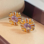 Vintage Brushed Purple Diamond Stud Earrings - floysun