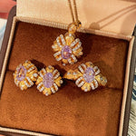 Vintage Brushed Purple Diamond Stud Earrings - floysun