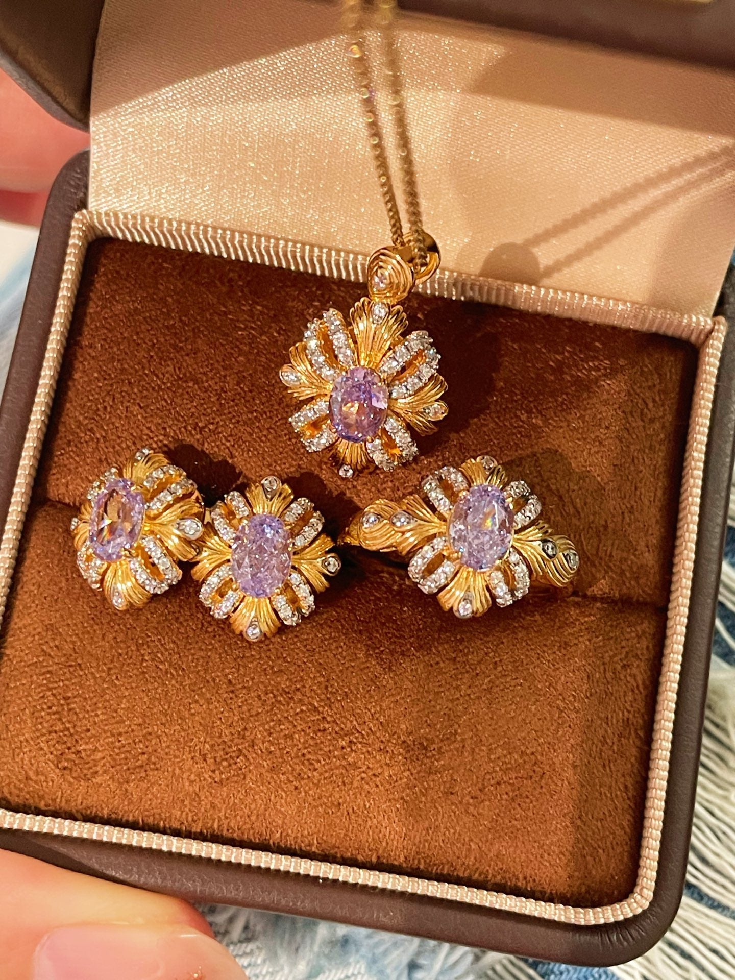 Vintage Brushed Purple Diamond Stud Earrings - floysun