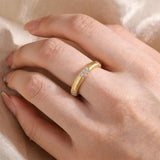 Vintage Brushed Texture CZ Accent Band Ring - floysun