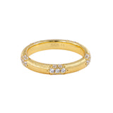 Vintage Brushed Texture CZ Accent Band Ring - floysun