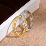 Vintage Brushed Texture CZ Accent Band Ring - floysun