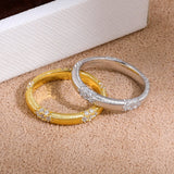 Vintage Brushed Texture CZ Accent Band Ring - floysun