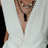 Vintage Carved Fish Necklace with Natural Stones – Red Green & Black White - floysun