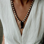 Vintage Carved Fish Necklace with Natural Stones – Red Green & Black White - floysun