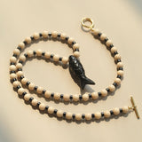 Vintage Carved Fish Necklace with Natural Stones – Red Green & Black White - floysun