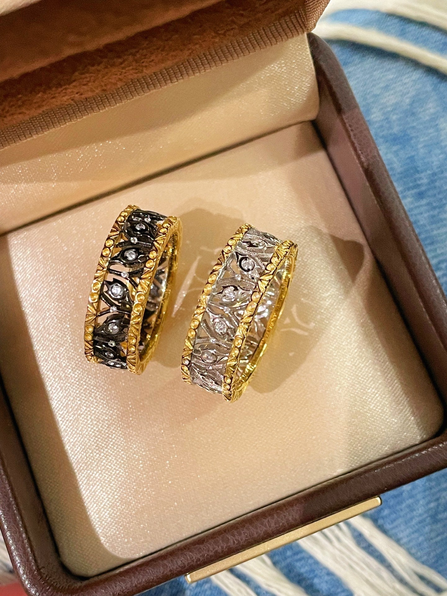 Vintage Carved Leaf Two - Tone Ring - floysun