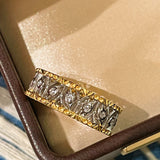 Vintage Carved Leaf Two - Tone Ring - floysun