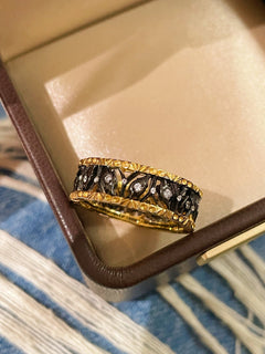 Vintage Carved Leaf Two - Tone Ring - floysun