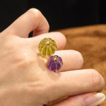 Vintage Citrine & Amethyst Pumpkin Bead Open Ring - floysun