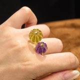 Vintage Citrine & Amethyst Pumpkin Bead Open Ring - floysun